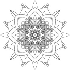 Easy Mandala coloring book simple and basic for beginners, seniors and children. Set of Mehndi flower pattern for Henna drawing and tattoo. Decoration in ethnic oriental, Indian style.
