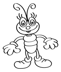 Cute charming insect beetle for design. Funny vector illustration for coloring, poster, banner, print, decoration or greeting card. Logo, template for design.