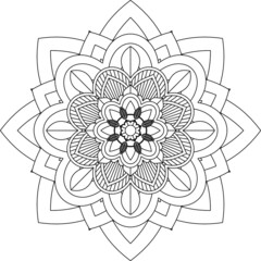 Easy Mandala coloring book simple and basic for beginners, seniors and children. Set of Mehndi flower pattern for Henna drawing and tattoo. Decoration in ethnic oriental, Indian style.