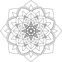 Easy Mandala coloring book simple and basic for beginners, seniors and children. Set of Mehndi flower pattern for Henna drawing and tattoo. Decoration in ethnic oriental, Indian style.