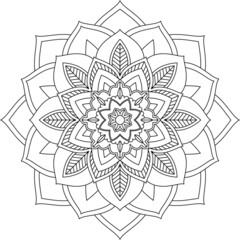 Easy Mandala coloring book simple and basic for beginners, seniors and children. Set of Mehndi flower pattern for Henna drawing and tattoo. Decoration in ethnic oriental, Indian style.