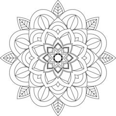 Easy Mandala coloring book simple and basic for beginners, seniors and children. Set of Mehndi flower pattern for Henna drawing and tattoo. Decoration in ethnic oriental, Indian style.