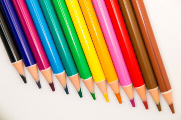Colorful pencils group on white background