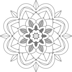 Easy Mandala coloring book simple and basic for beginners, seniors and children. Set of Mehndi flower pattern for Henna drawing and tattoo. Decoration in ethnic oriental, Indian style.