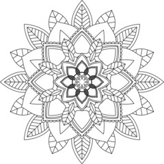 Easy Mandala coloring book simple and basic for beginners, seniors and children. Set of Mehndi flower pattern for Henna drawing and tattoo. Decoration in ethnic oriental, Indian style.