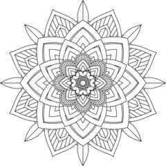 Easy Mandala coloring book simple and basic for beginners, seniors and children. Set of Mehndi flower pattern for Henna drawing and tattoo. Decoration in ethnic oriental, Indian style.