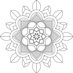 Easy Mandala coloring book simple and basic for beginners, seniors and children. Set of Mehndi flower pattern for Henna drawing and tattoo. Decoration in ethnic oriental, Indian style.