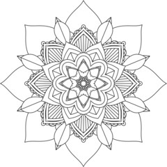 Easy Mandala coloring book simple and basic for beginners, seniors and children. Set of Mehndi flower pattern for Henna drawing and tattoo. Decoration in ethnic oriental, Indian style.