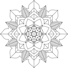 Easy Mandala coloring book simple and basic for beginners, seniors and children. Set of Mehndi flower pattern for Henna drawing and tattoo. Decoration in ethnic oriental, Indian style.