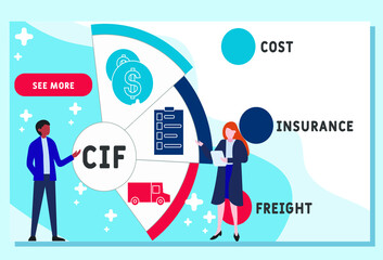 Vector website design template . CIF - Cost Insurance Freight    acronym, business concept. illustration for website banner, marketing materials, business presentation, online advertising.