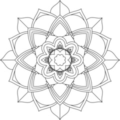 Easy Mandala coloring book simple and basic for beginners, seniors and children. Set of Mehndi flower pattern for Henna drawing and tattoo. Decoration in ethnic oriental, Indian style.