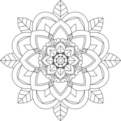 Easy Mandala coloring book simple and basic for beginners, seniors and children. Set of Mehndi flower pattern for Henna drawing and tattoo. Decoration in ethnic oriental, Indian style.
