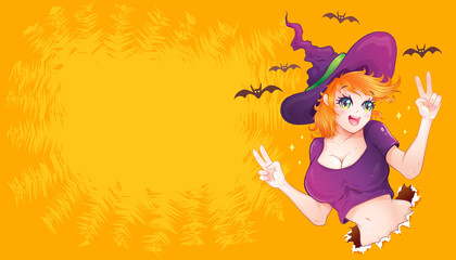 Obraz na płótnie Canvas Vector illustration of a witch for Halloween