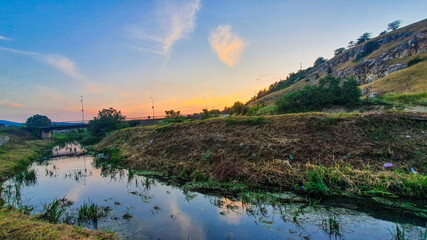 sunset over the lake