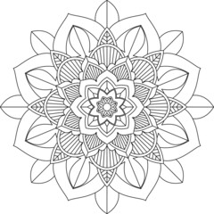 Easy Mandala coloring book simple and basic for beginners, seniors and children. Set of Mehndi flower pattern for Henna drawing and tattoo. Decoration in ethnic oriental, Indian style.