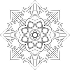 Easy Mandala coloring book simple and basic for beginners, seniors and children. Set of Mehndi flower pattern for Henna drawing and tattoo. Decoration in ethnic oriental, Indian style.