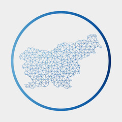Slovenia icon. Network map of the country. Round Slovenia sign with gradient ring. Technology, internet, network, telecommunication concept. Vector illustration.