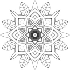 Easy Mandala coloring book simple and basic for beginners, seniors and children. Set of Mehndi flower pattern for Henna drawing and tattoo. Decoration in ethnic oriental, Indian style.