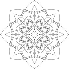 Easy Mandala coloring book simple and basic for beginners, seniors and children. Set of Mehndi flower pattern for Henna drawing and tattoo. Decoration in ethnic oriental, Indian style.