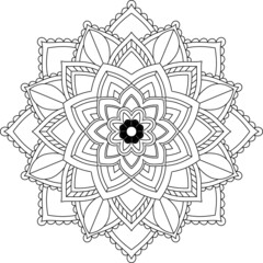 Easy Mandala coloring book simple and basic for beginners, seniors and children. Set of Mehndi flower pattern for Henna drawing and tattoo. Decoration in ethnic oriental, Indian style.