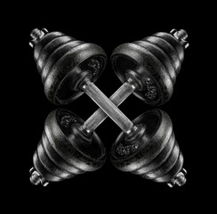 two one-handed dumbbell on a black background