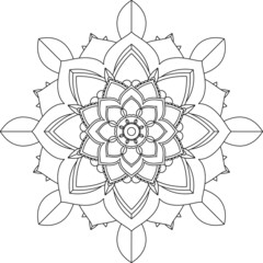 Easy Mandala coloring book simple and basic for beginners, seniors and children. Set of Mehndi flower pattern for Henna drawing and tattoo. Decoration in ethnic oriental, Indian style.