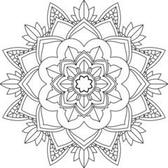 Easy Mandala coloring book simple and basic for beginners, seniors and children. Set of Mehndi flower pattern for Henna drawing and tattoo. Decoration in ethnic oriental, Indian style.