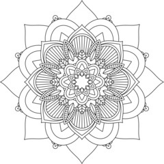Easy Mandala coloring book simple and basic for beginners, seniors and children. Set of Mehndi flower pattern for Henna drawing and tattoo. Decoration in ethnic oriental, Indian style.