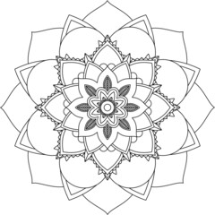 Easy Mandala coloring book simple and basic for beginners, seniors and children. Set of Mehndi flower pattern for Henna drawing and tattoo. Decoration in ethnic oriental, Indian style.