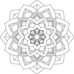 Easy Mandala coloring book simple and basic for beginners, seniors and children. Set of Mehndi flower pattern for Henna drawing and tattoo. Decoration in ethnic oriental, Indian style.