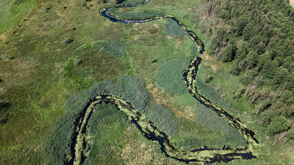 
winding river aerial drone photography