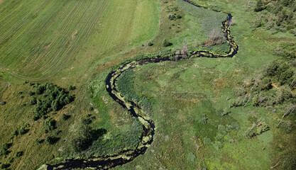 Fototapeta premium winding river aerial drone photography