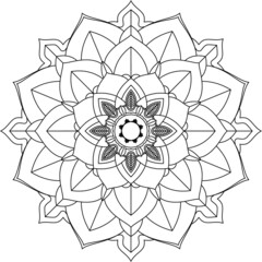 Easy Mandala coloring book simple and basic for beginners, seniors and children. Set of Mehndi flower pattern for Henna drawing and tattoo. Decoration in ethnic oriental, Indian style.
