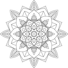 Easy Mandala coloring book simple and basic for beginners, seniors and children. Set of Mehndi flower pattern for Henna drawing and tattoo. Decoration in ethnic oriental, Indian style.