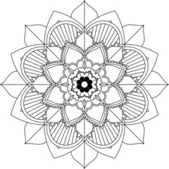 Easy Mandala coloring book simple and basic for beginners, seniors and children. Set of Mehndi flower pattern for Henna drawing and tattoo. Decoration in ethnic oriental, Indian style.