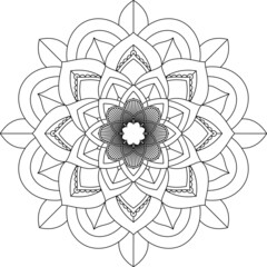 Easy Mandala coloring book simple and basic for beginners, seniors and children. Set of Mehndi flower pattern for Henna drawing and tattoo. Decoration in ethnic oriental, Indian style.