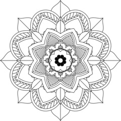 Easy Mandala coloring book simple and basic for beginners, seniors and children. Set of Mehndi flower pattern for Henna drawing and tattoo. Decoration in ethnic oriental, Indian style.
