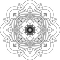 Easy Mandala coloring book simple and basic for beginners, seniors and children. Set of Mehndi flower pattern for Henna drawing and tattoo. Decoration in ethnic oriental, Indian style.