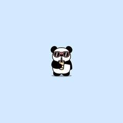 Cute panda with sunglasses drinking water cartoon, vector illustration © Totostarkk9456