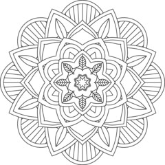 Easy Mandala coloring book simple and basic for beginners, seniors and children. Set of Mehndi flower pattern for Henna drawing and tattoo. Decoration in ethnic oriental, Indian style.