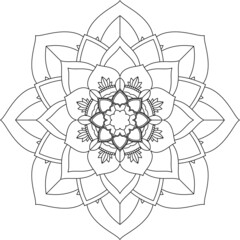 Fototapeta premium Easy Mandala coloring book simple and basic for beginners, seniors and children. Set of Mehndi flower pattern for Henna drawing and tattoo. Decoration in ethnic oriental, Indian style.