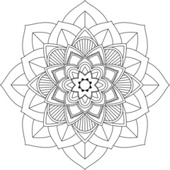 Easy Mandala coloring book simple and basic for beginners, seniors and children. Set of Mehndi flower pattern for Henna drawing and tattoo. Decoration in ethnic oriental, Indian style.