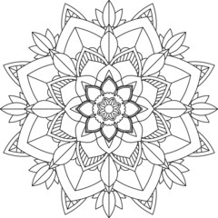 Easy Mandala coloring book simple and basic for beginners, seniors and children. Set of Mehndi flower pattern for Henna drawing and tattoo. Decoration in ethnic oriental, Indian style.