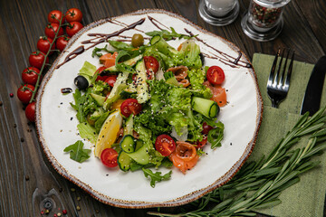 Vegetarian salad in an American bistro
