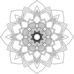 Easy Mandala coloring book simple and basic for beginners, seniors and children. Set of Mehndi flower pattern for Henna drawing and tattoo. Decoration in ethnic oriental, Indian style.