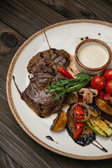 Meat dish in an American cafe.

