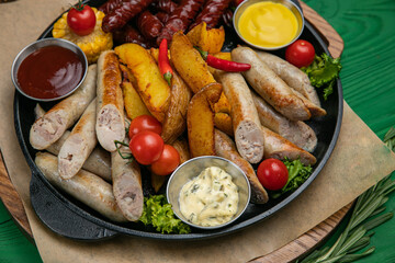 Meat set in an American cafe.
