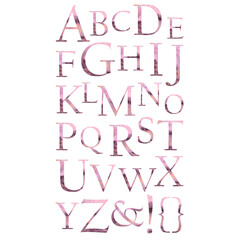 Watercolor alphabet on a white background for decoration.
