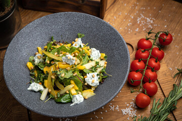 Vegetarian salad in an American bistro
