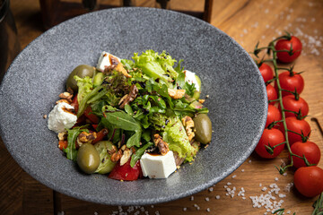 Vegetarian salad in an American bistro
